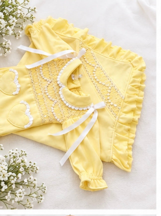 Lemon Heirloom baby grow set